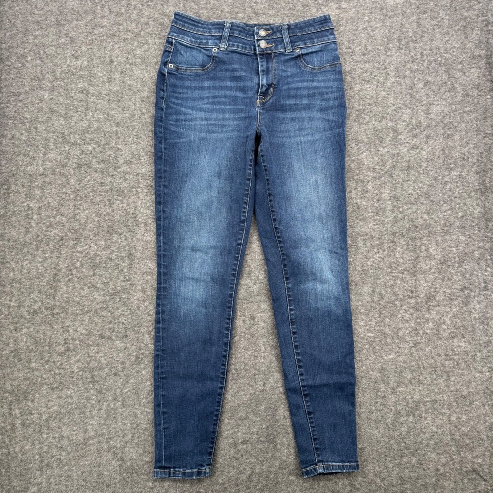 Maurices Super High Rise Skinny Jeans Dark Wash Blue Size Medium Regular Stretch